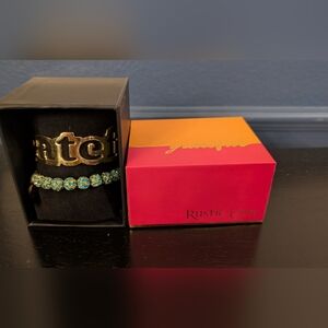 Rustic Cuff Grateful Set With Gold and Blue Bracelet And Matching Box